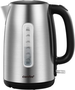 Comfee Stainless Steel Electric Kettle 1 7 Liter Tea Kettle Electric Hot Water Kettle 1500W Fast Boil With Led Light Auto Shut Off And Boil Dry Protection Visit The Comfee Store
