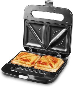 Elite Gourmet ESM2207SS# Stainless Steel Sandwich Panini Maker Grilled Cheese Machine Tuna Melt Omelets Non-stick Cooking Surface, 2 Slice, 750 Watts, Stainless Steel