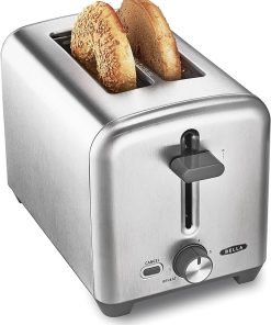 Bella Stainless Steel 2 Slice Toaster With Extra Wide Slots Removable Crumb Tray 6 Browning Options Auto Shut Off Reheat Function Toast Bread Bagel Waffle